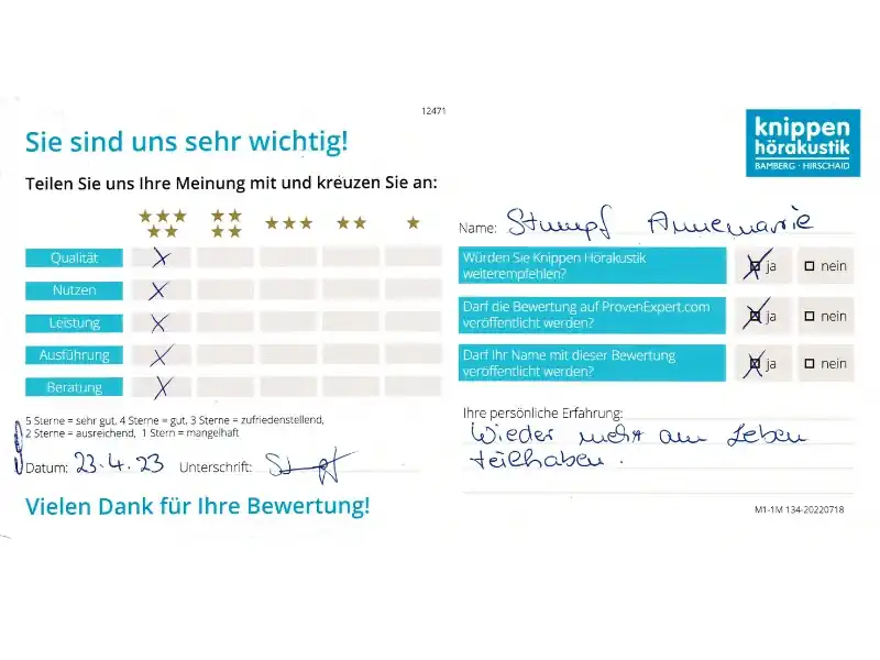 Handschriftliche Bewertung Annemarie Stumpf Knippen Handschriftliche Bewertung Annemarie Stumpf Knippen