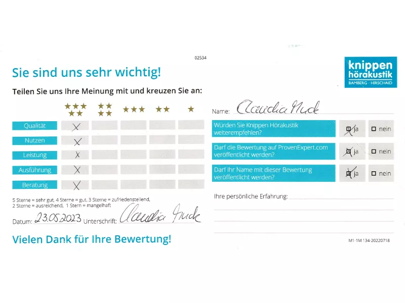 Handschriftliche Bewertung Mai 2023 Handschriftliche Bewertung Mai 2023