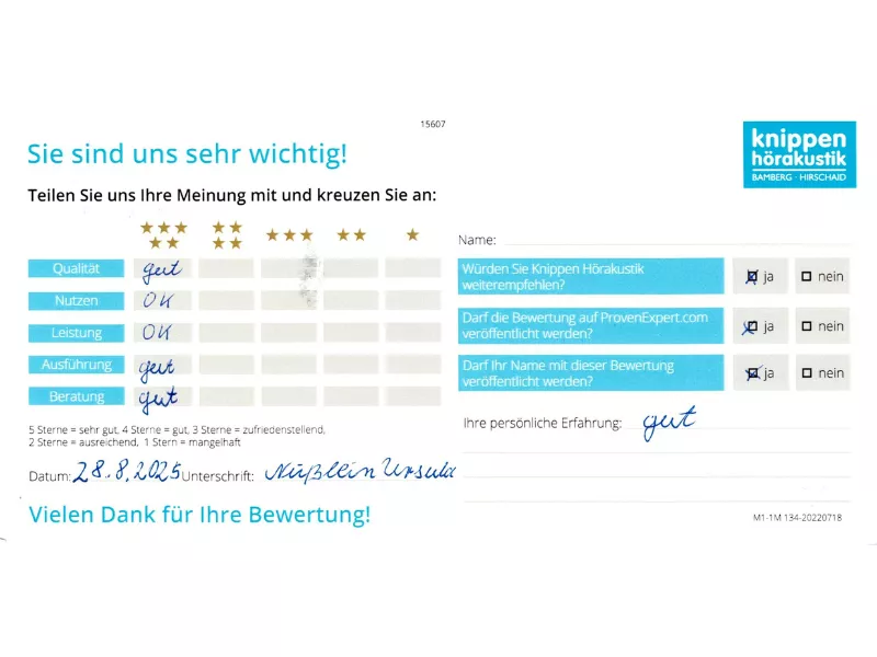 Handschriftliche Bewertung August 2025 Handschriftliche Bewertung August 2025