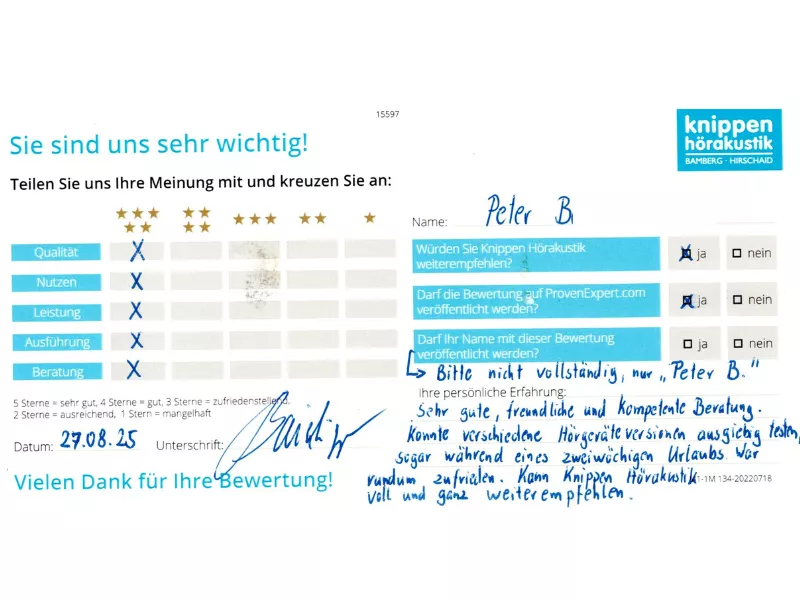 Handschriftliche Bewertung August 2025 Handschriftliche Bewertung August 2025